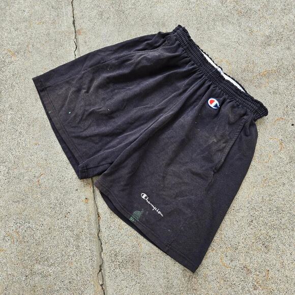 Vtg 90s CHAMPION Embroidered C Spellout Logo Plain Cotton Athletic Shorts Lg - Picture 2 of 6